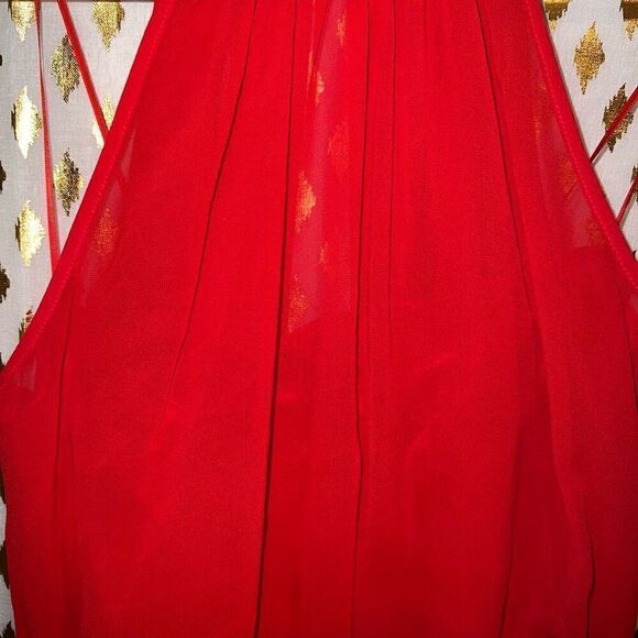 Express red sheer top backless peplum size M - Picture 2 of 5